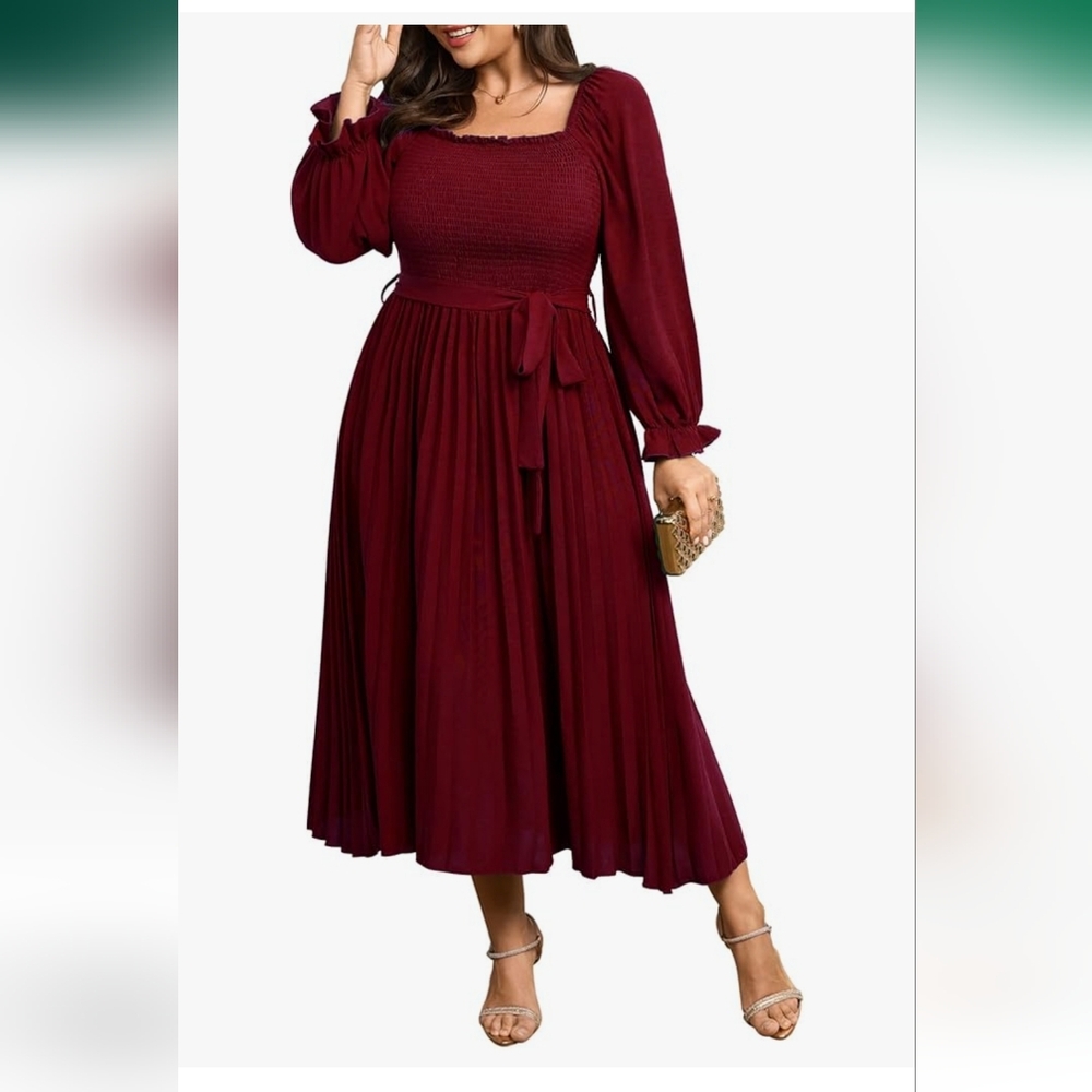 NEW NWT SHESTARR  Burgundy Long Sleeve Dress Sz 4XL(24)